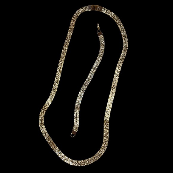 MCM Brutalist Rough Nugget 24” Necklace and 7” Bracelet Vintage Gold Tone - Picture 8 of 10